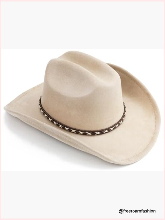 Unisex Wide Brim Felt Cowboy Hat with Adjustable Band main image 3